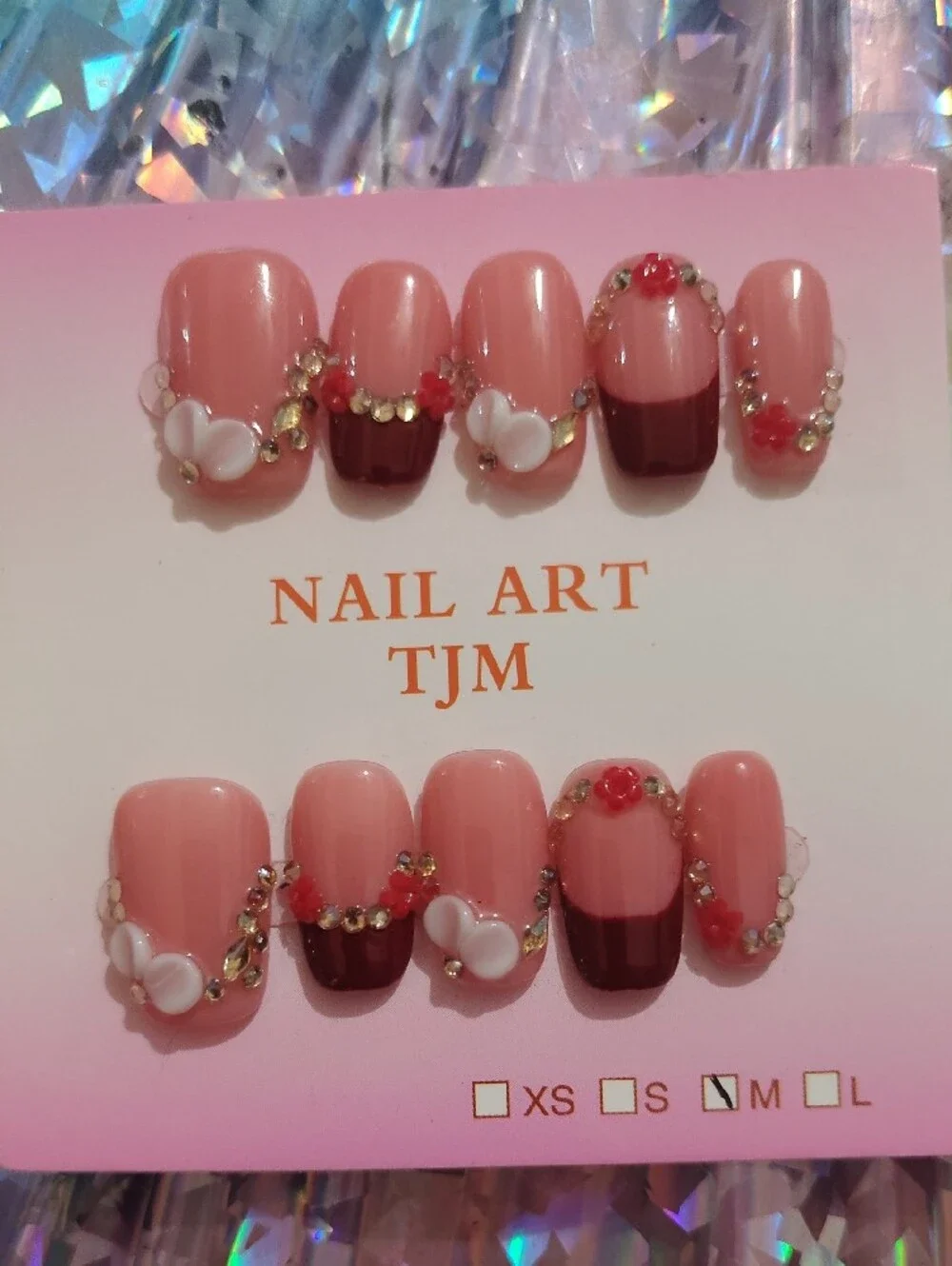 Pink and Nude Decorative Press-On Nail Set